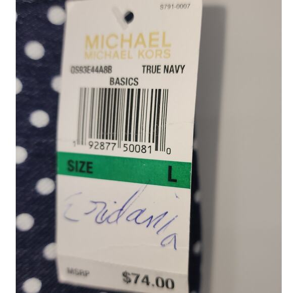 Michael Michael Kors Navy Polka Dot Pull-On Stretch Pants Women’s Size Large - Picture 7 of 12